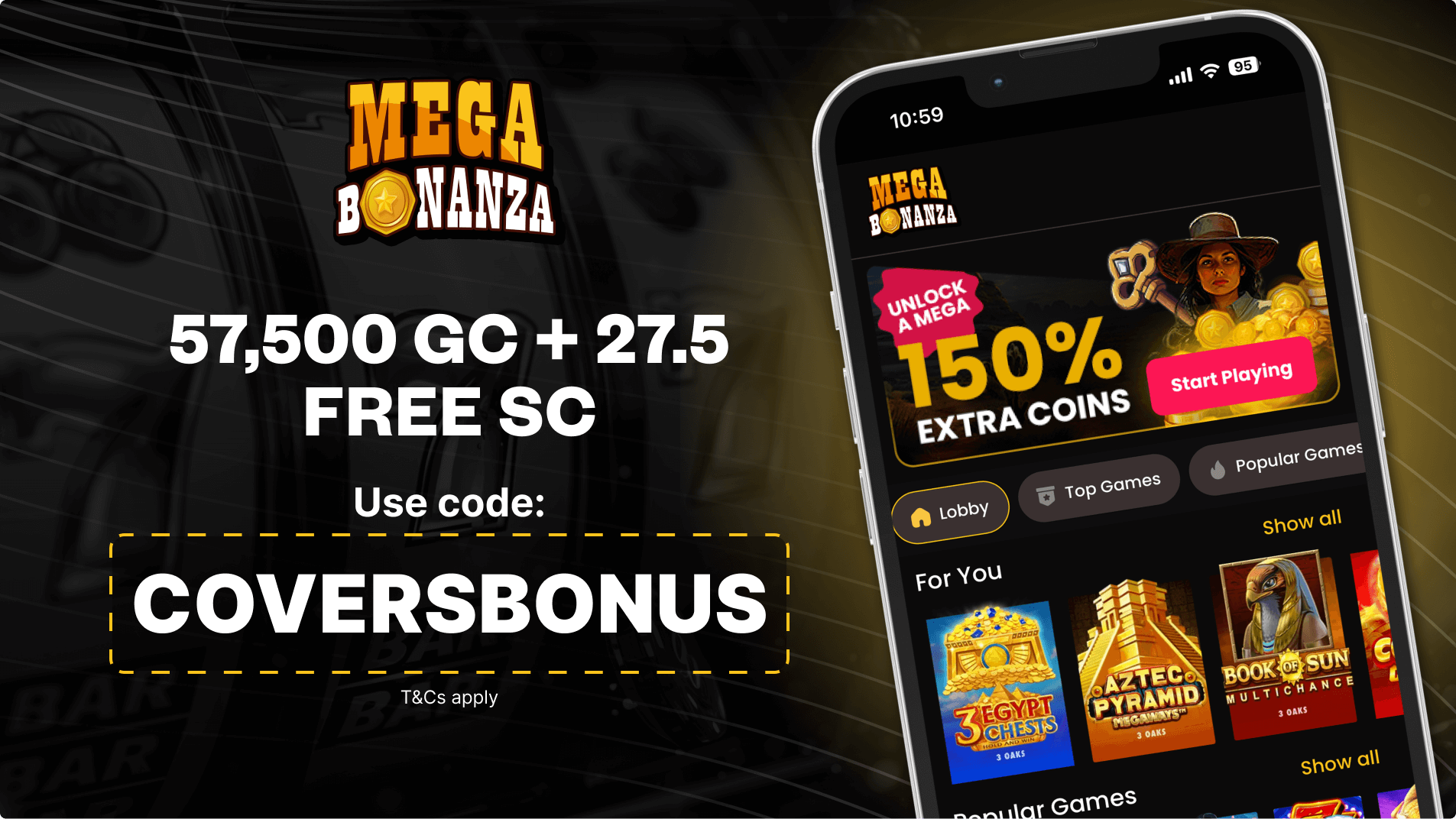 Mega Bonanza Casino No Deposit Bonus Get 2.5 SC + 7.5K GC
